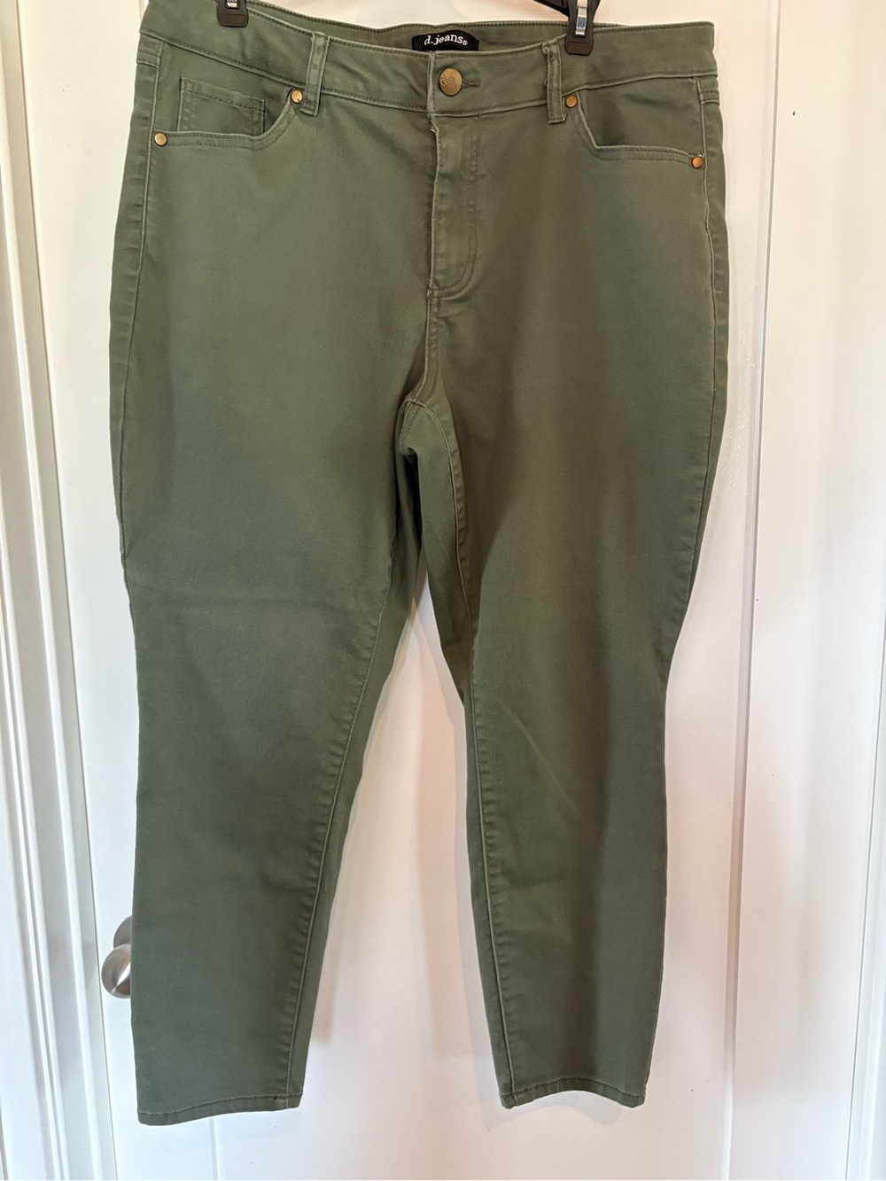 Olive Green Stretchy Straight-Leg Pants - Picture 5 of 5